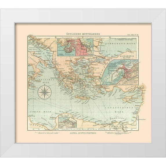 Perthes 13x12 White Modern Wood Framed Museum Art Print Titled - Eastern Mediterranean Sea - Perthes 1914