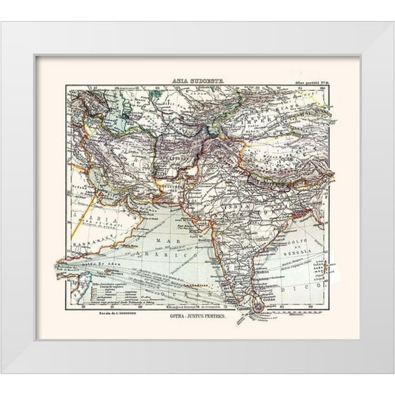 Perthes 13x12 White Modern Wood Framed Museum Art Print Titled - Southwest Asia - Perthes 1921