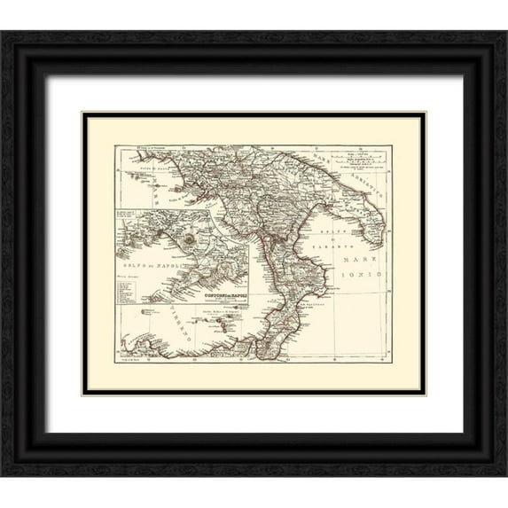 Perthes 14x12 Black Ornate Wood Framed with Double Matting Museum Art Print Titled - Southern Italy - Perthes 1870