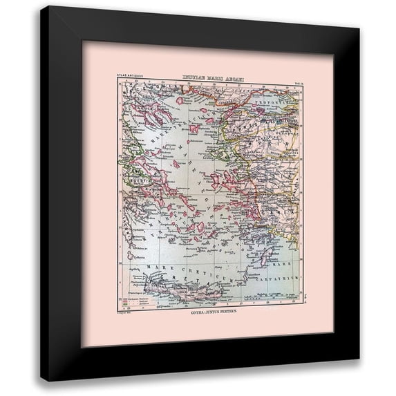 Perthes 15x16 Black Modern Framed Museum Art Print Titled - Aegean Sea Islands Greece Turkey - Perthes 1896