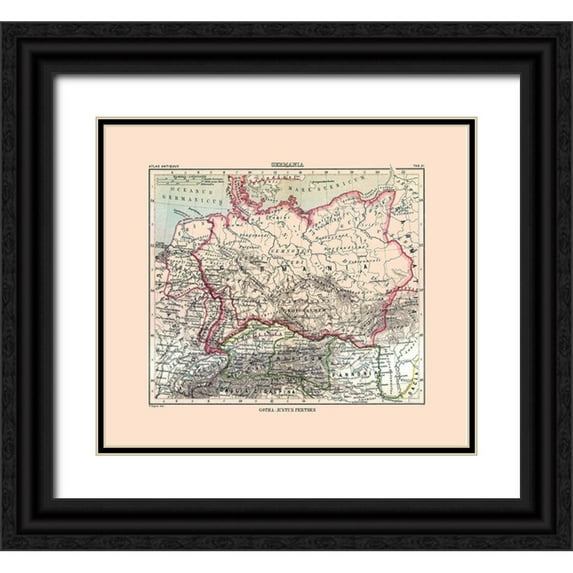 Perthes 16x15 Black Ornate Wood Framed with Double Matting Museum Art Print Titled - Germany - Perthes 1896
