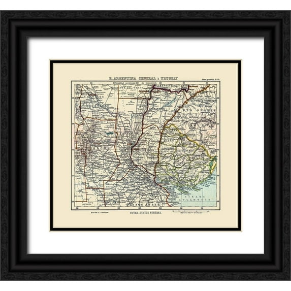 Perthes 16x15 Black Ornate Wood Framed with Double Matting Museum Art Print Titled - South America Argentina Uruguay - Perthes 1921