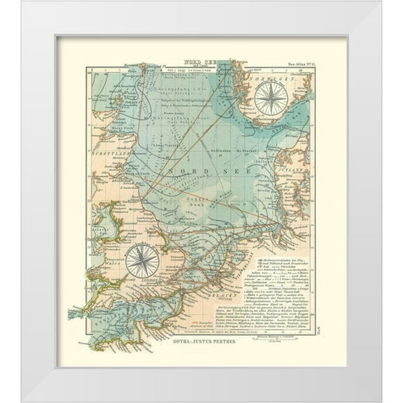 Perthes 20x22 White Modern Wood Framed Museum Art Print Titled - Europe North Sea - Perthes 1914