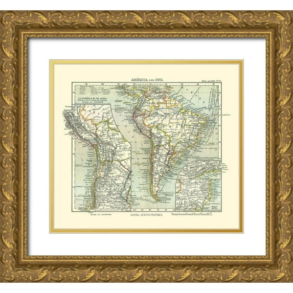 Perthes 22x20 Gold Ornate Wood Framed with Double Matting Museum Art Print Titled - South America - Perthes 1921