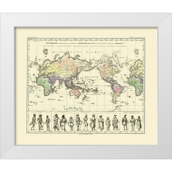 Perthes 23x20 White Modern Wood Framed Museum Art Print Titled - World People Clothing - Perthes 1848