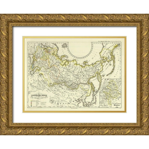 Perthes 24x19 Gold Ornate Wood Framed with Double Matting Museum Art Print Titled - Russian Empire Asia Expansion Russia - Perthes