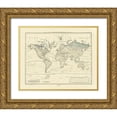 thumbnail image 1 of Perthes 32x26 Gold Ornate Wood Framed with Double Matting Museum Art Print Titled - World Isothermal Curves - Perthes 1838, 1 of 4