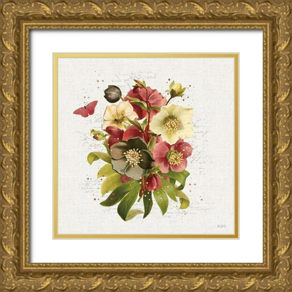 Pertiet, Katie 12x12 Gold Ornate Wood Framed with Double Matting Museum Art Print Titled - Vintage Petals VII