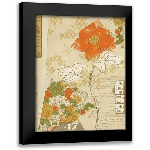 Pertiet, Katie 12x14 Black Modern Framed Museum Art Print Titled - Collaged Botanicals I