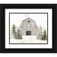 thumbnail image 1 of Pertiet, Katie 14x12 Black Ornate Wood Framed with Double Matting Museum Art Print Titled - Holiday Barn, 1 of 4