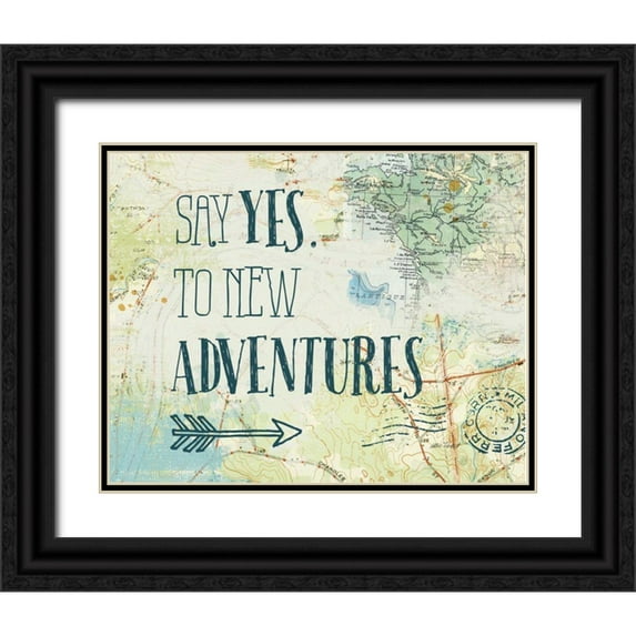 Pertiet, Katie 14x12 Black Ornate Wood Framed with Double Matting Museum Art Print Titled - Map Sentiments II v2