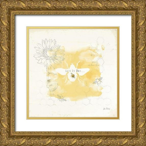 Pertiet, Katie 15x15 Gold Ornate Wood Framed with Double Matting Museum Art Print Titled - Bee and Bee VII Honeycomb