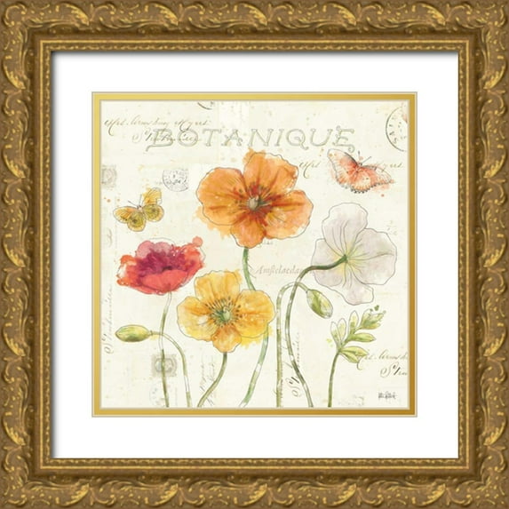 Pertiet, Katie 15x15 Gold Ornate Wood Framed with Double Matting Museum Art Print Titled - Painted Poppies II