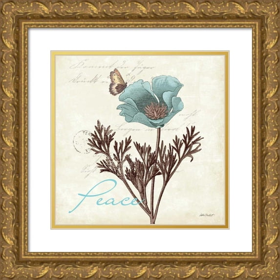 Pertiet, Katie 15x15 Gold Ornate Wood Framed with Double Matting Museum Art Print Titled - Touch of Blue IPeace