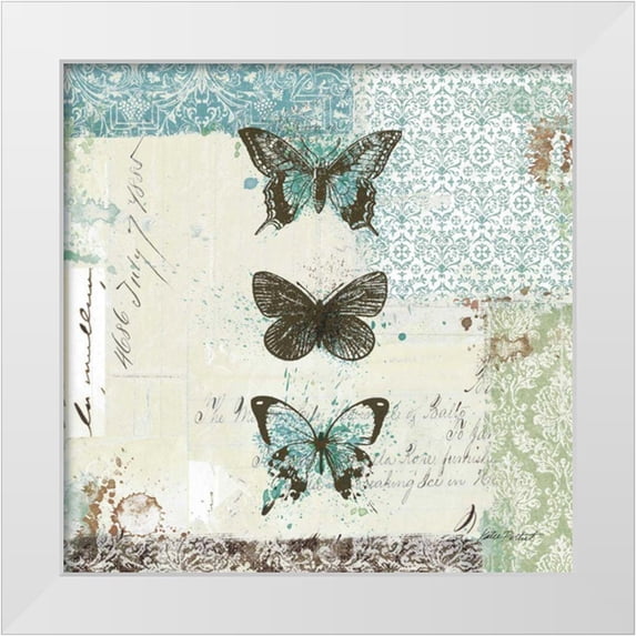 Pertiet, Katie 15x15 White Modern Wood Framed Museum Art Print Titled - Bees n Butterflies No. 2