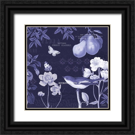 Pertiet, Katie 20x20 Black Ornate Wood Framed with Double Matting Museum Art Print Titled - Botanical Blue VI
