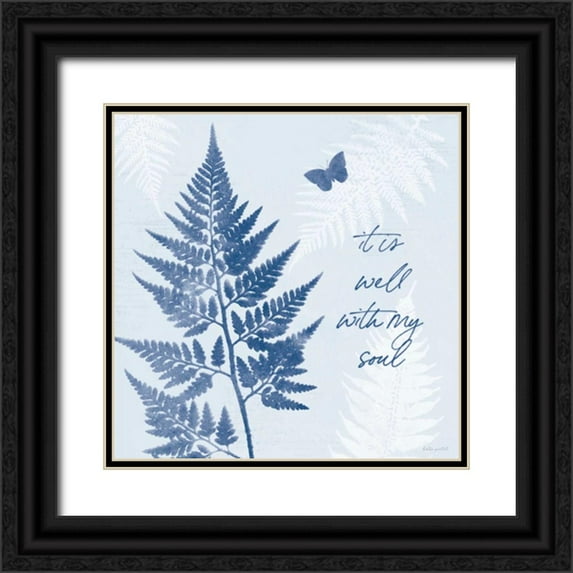 Pertiet, Katie 20x20 Black Ornate Wood Framed with Double Matting Museum Art Print Titled - True Blue IV