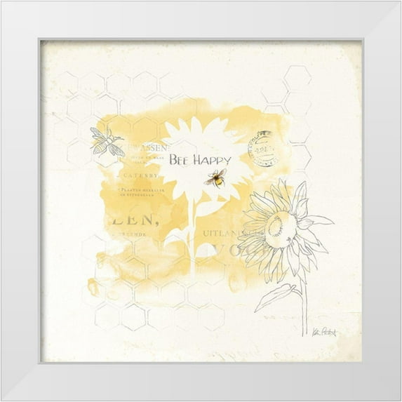 Pertiet, Katie 20x20 White Modern Wood Framed Museum Art Print Titled - Bee and Bee VIII Honeycomb