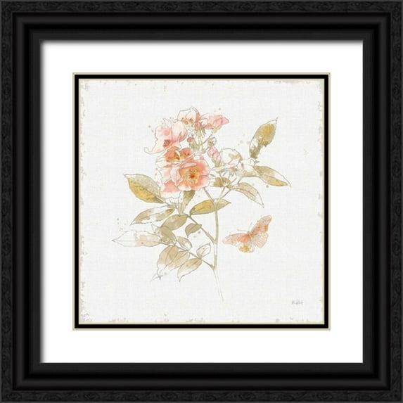 Pertiet, Katie 26x26 Black Ornate Wood Framed with Double Matting Museum Art Print Titled - Watery Blooms VI