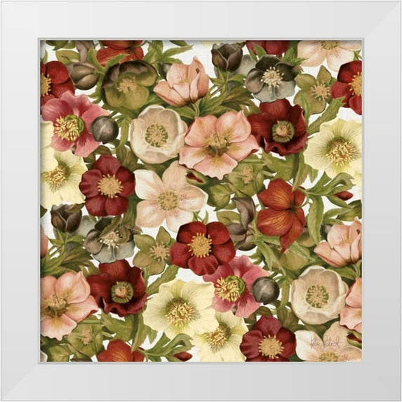 Pertiet, Katie 26x26 White Modern Wood Framed Museum Art Print Titled - Vintage Petals Pattern I