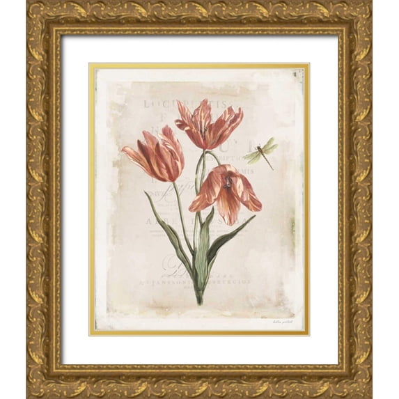 Pertiet, Katie 26x32 Gold Ornate Wood Framed with Double Matting Museum Art Print Titled - Antiquarian Blooms III