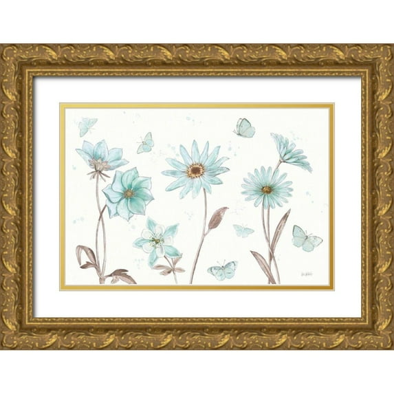 Pertiet, Katie 32x23 Gold Ornate Wood Framed with Double Matting Museum Art Print Titled - Bits of Blue I