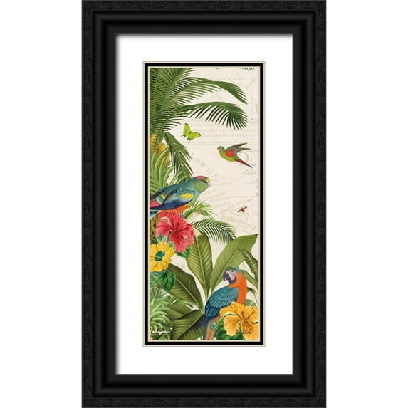 Pertiet, Katie 8x14 Black Ornate Wood Framed with Double Matting Museum Art Print Titled - Parrot Paradise VI