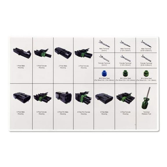 Pertronix A2020 Weather Pack Connector Kit 209 Pieces 14-20 AWG Wire Sizes Nylon