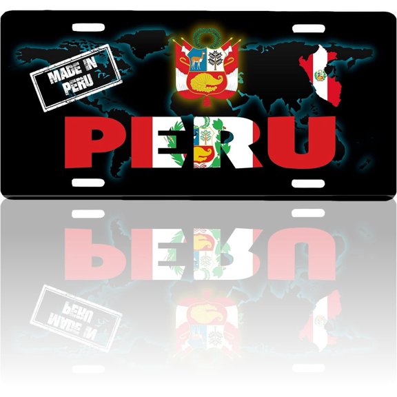 Peru Aluminum Vanity Novelty License Plate Placa, 6" x 12", Souvenir, Decorative Tourist Gift Sign