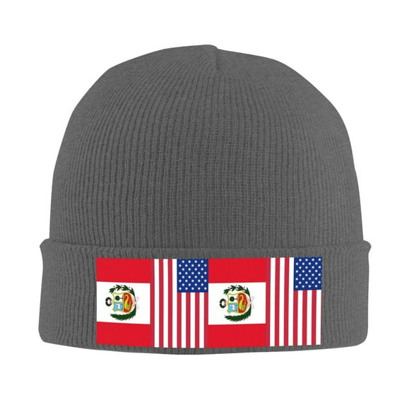 Peru America Flag Beanie Hat Men Women Warm Printed Cap Knit Beanies Hats Outdoor Winter Deep Heather