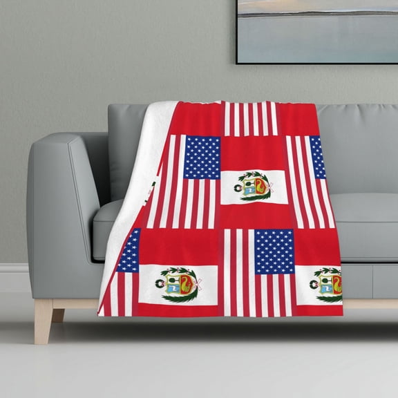 Peru America Flag Flannel Fleece Blanket All Season Flannel Throw For Sofa Bed Car Outdoor Home 32x48 Inch