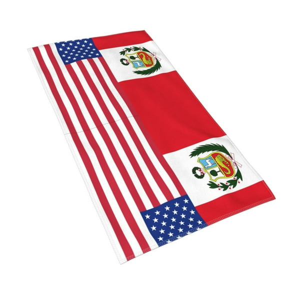 Peru America Flag Hand Towel For Bathroom Kitchen Absorbent Soft Home Face Bath Towels 27.5 X 15.7 Inches