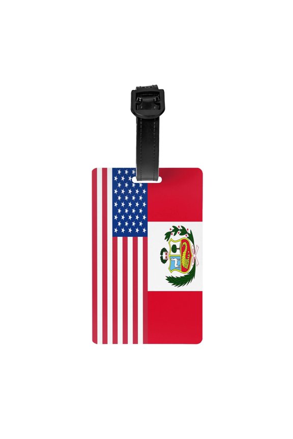 Peru America Flag Pvc Luggage Tag With Name Id Labelfor Women Men