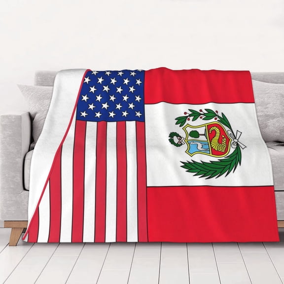 Peru America Flag Throw Blanket Warm Camping Outdoor Light Weight Cozy Blanket for Couch Sofa Bed 40"x30"