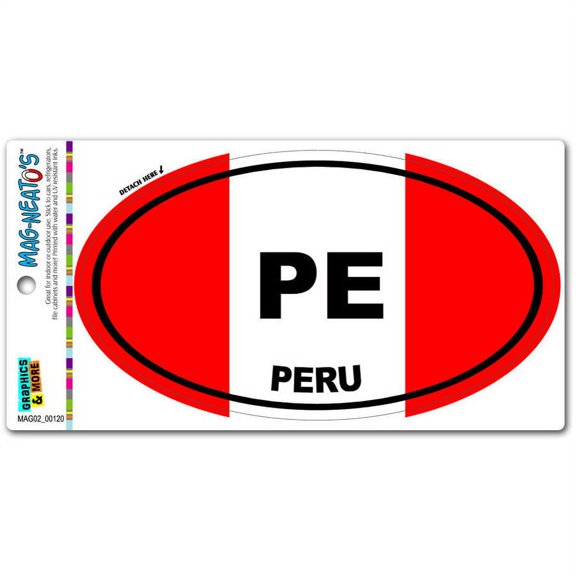 Peru Country Flag PE Euro Oval Flag Automotive Car Refrigerator Locker Vinyl Magnet