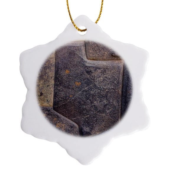 3drose, Peru, Cuzco, Sacred Valley, Ollantaytambo, Inca Stone Wall Detail, 3 inch Snowflake Porcelain Ornament