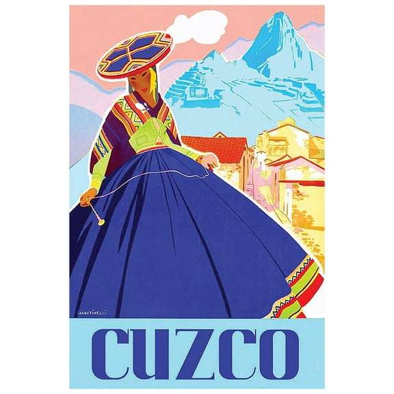Peru - Cuzco - Vintage Travel Poster (16x24Inches)