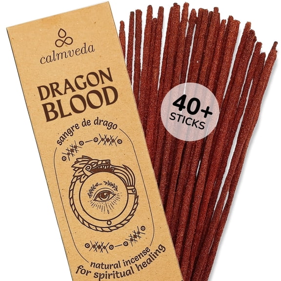 Potent Dragons Blood Incense Sticks - (40+Sticks, 9 inch) Thick Natural Resin Incense, Clean Charcoal Free | Sweet Spicy & Ambery Smelling Protection Incents (Sangre de Grado) (Burn Time 45+ Mins)