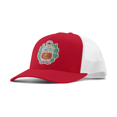 thumbnail image 1 of Peru Escudo Hat – Trucker Mesh Snapback Cap – Adjustable — Gorras de Peru — PeruCoUSA (Red/White), 1 of 5