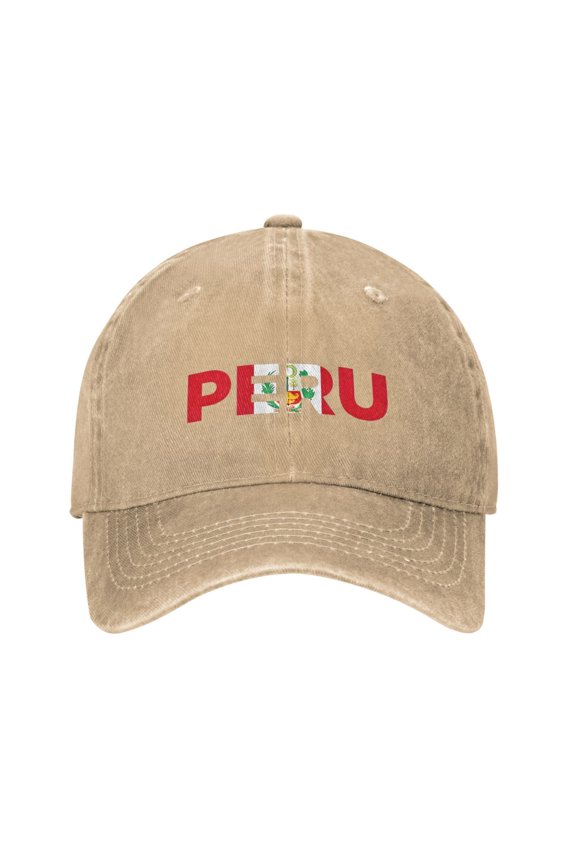Peru Flag Baseball Cap Vintage Soft Washed Denim,Golf Dad Hat Adjustable Trucker Hats for Men Women Unisex Adult,Natural