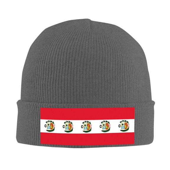 Peru Flag Beanie Hat Men Women Warm Printed Cap Knit Beanies Hats Outdoor Winter Deep Heather