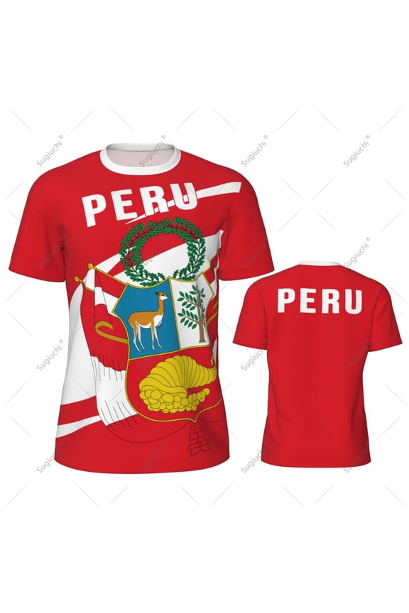Peru Flag Men Sports T-shirt Women Tees jersey for Soccer Football Running Bike Tennis Fitness Fans