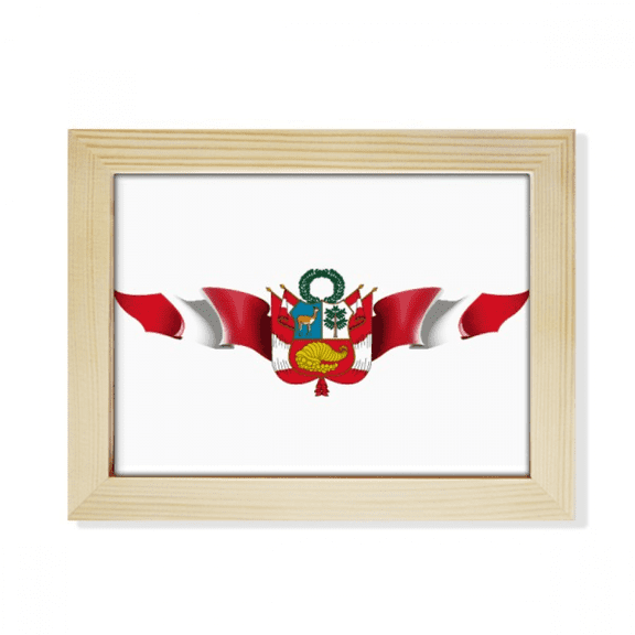 Peru Flag National Emblem Desktop Photo Frame Picture Art Decoration Painting 6x8 inch