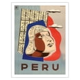 thumbnail image 1 of Peru - Head of Inca Native - Vintage Travel Poster by Springett c. 1950 - Fine Art Matte Paper Print (Unframed) 20x26in, 1 of 4