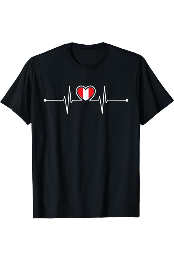 Peru Heartbeat Peruvian Pride Cute Peru Flag Design T-Shirt