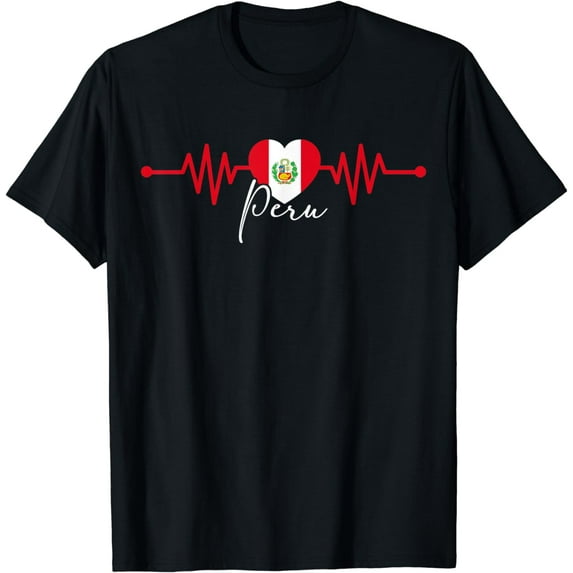 Peru Heritage Roots Proud Heartbeat Peruvian Flag Pride T-Shirt mens t shirt,black,women,funny,misfits,men,journey