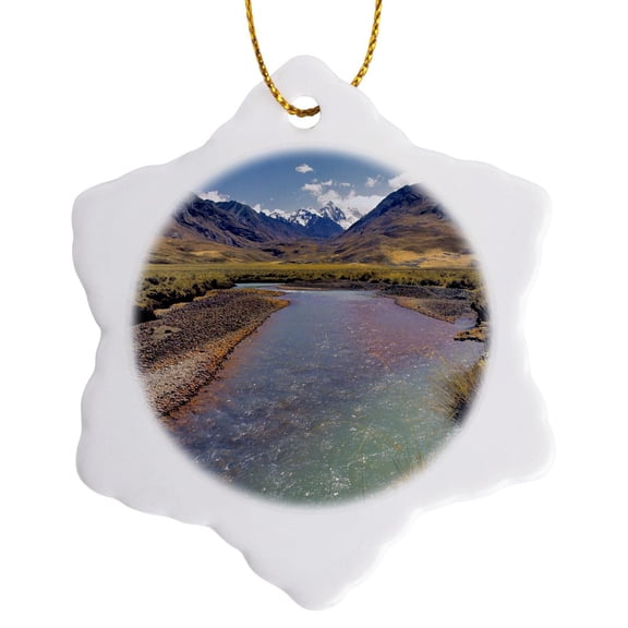 3drose, Peru, Huscaran Np, Stream from Cordillera Blanca - Sa17 Rer0012 - Ric Ergenbright, 3 inch Snowflake Porcelain Ornament
