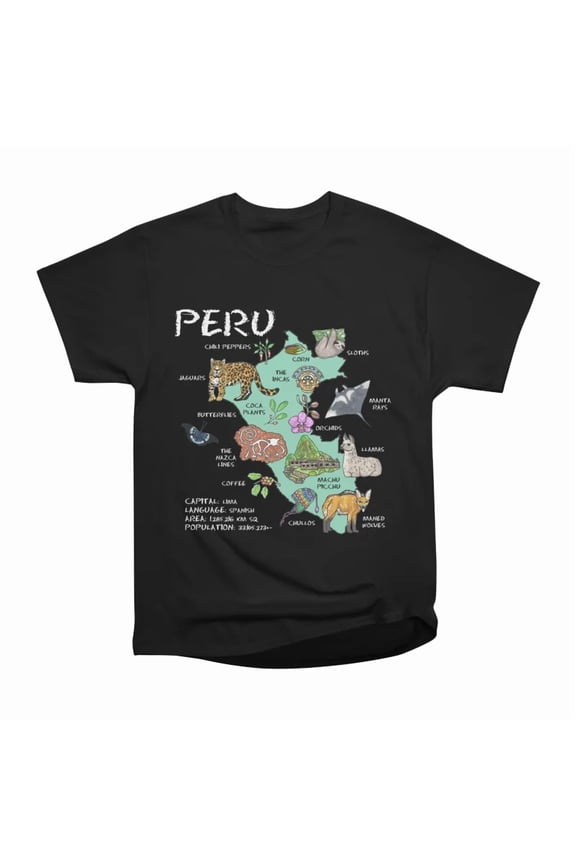 Peru Illustrated map T-Shirt Tee Gift For Him Merch For Her Apparel For Friend