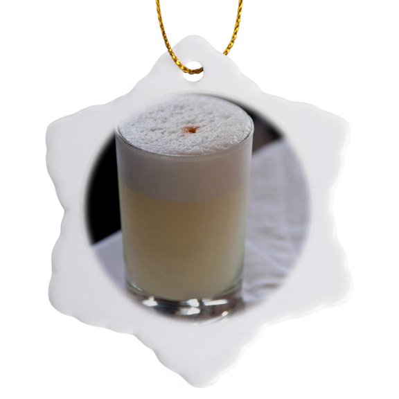 3drose, Peru, Lima. Pisco Cocktail - Sa17 Mde0043 - Michael Defreitas, 3 inch Snowflake Porcelain Ornament