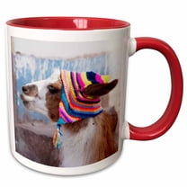 3drose, Peru, Llama in a Village - Sa17 Jri0005 - Jutta Riegel, 11oz Two-tone Red Mug